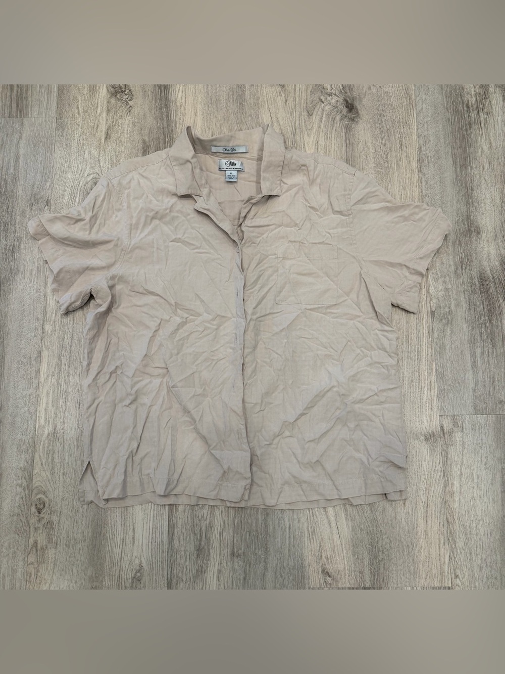 Silks by Bill Bass Jeanswear 100% Silk Button Front Blouse Women’s XL Beige